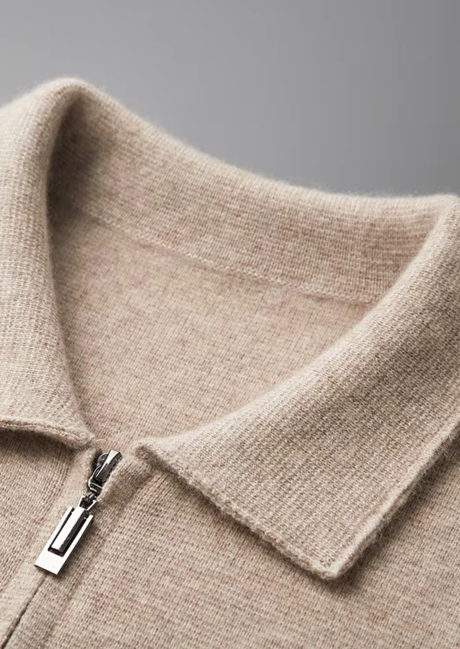 Cardigan Polo zippé en Laine Mérinos Extra Fine