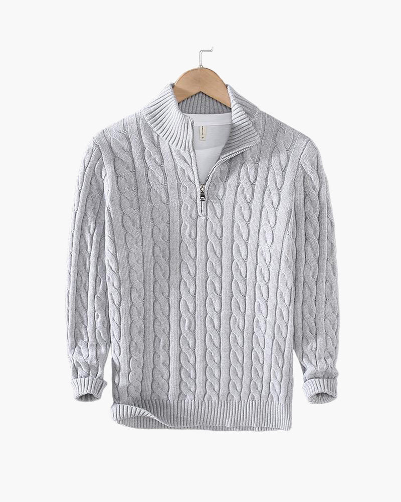 Pull à Demi-Fermeture Éclair TAEBAEK en Maille Câblée