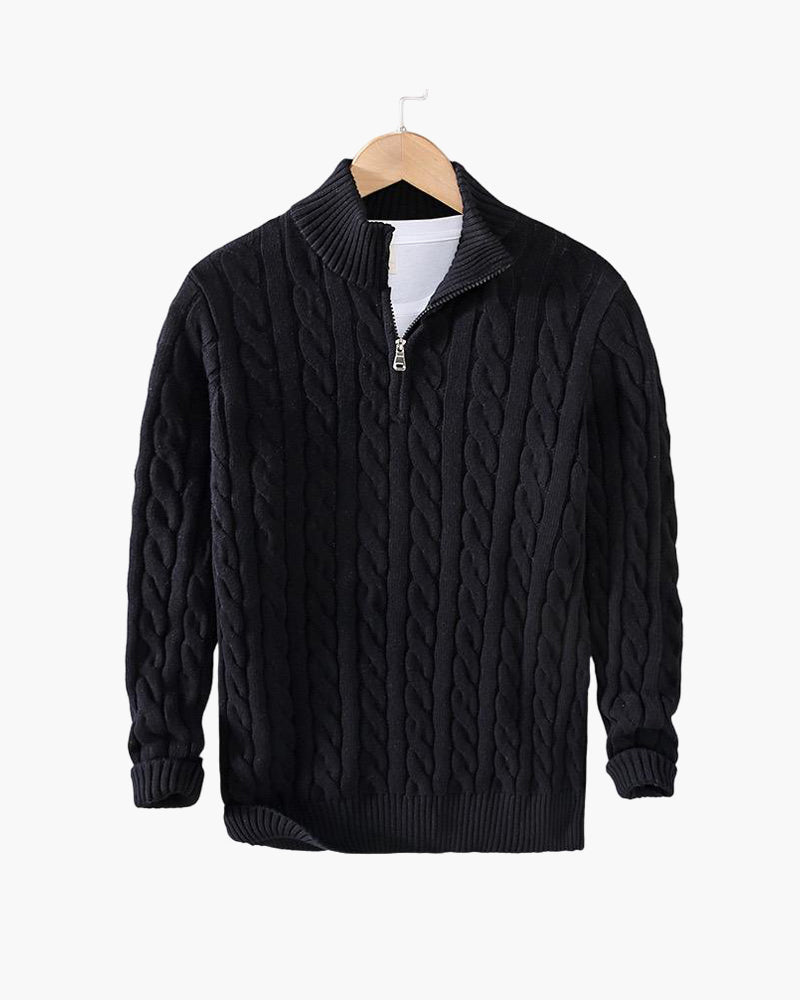 Pull à Demi-Fermeture Éclair TAEBAEK en Maille Câblée