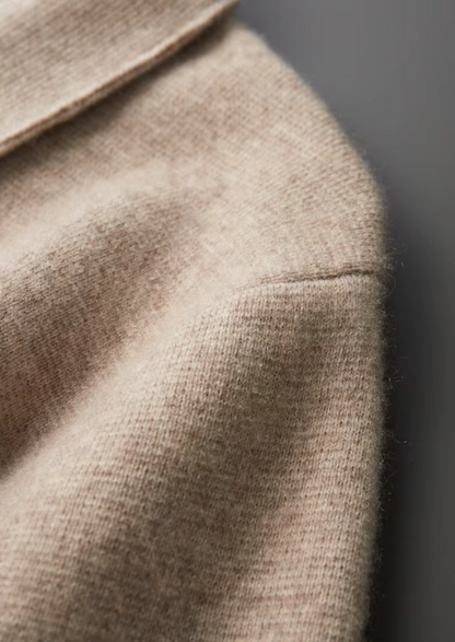 Cardigan Polo zippé en Laine Mérinos Extra Fine