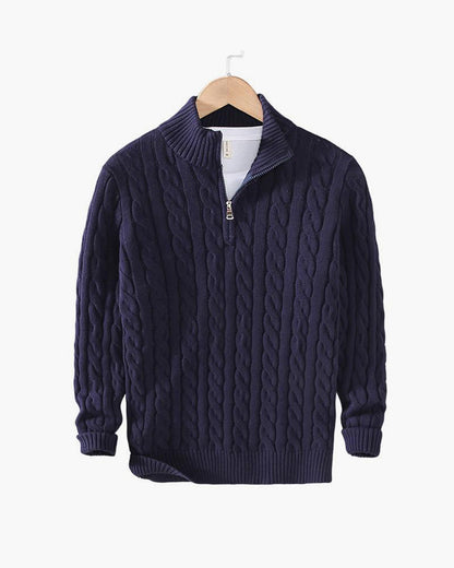 Pull à Demi-Fermeture Éclair TAEBAEK en Maille Câblée