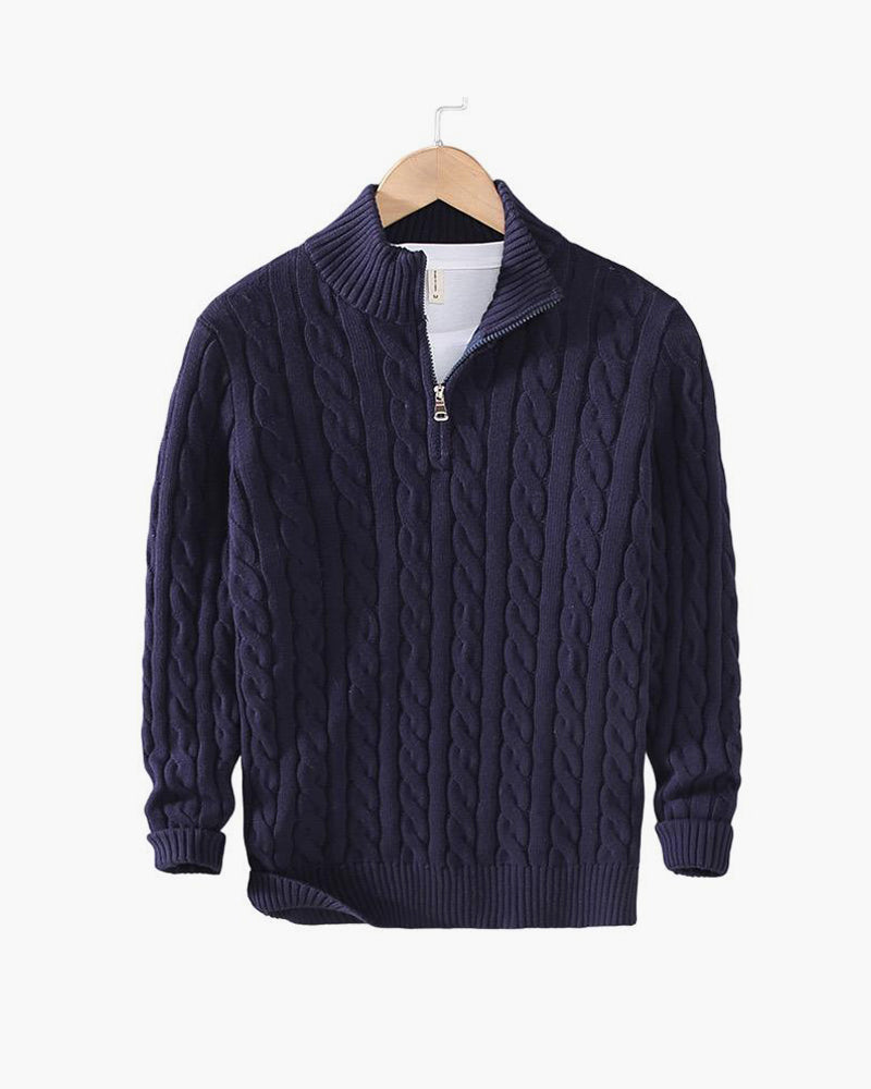 Pull à Demi-Fermeture Éclair TAEBAEK en Maille Câblée