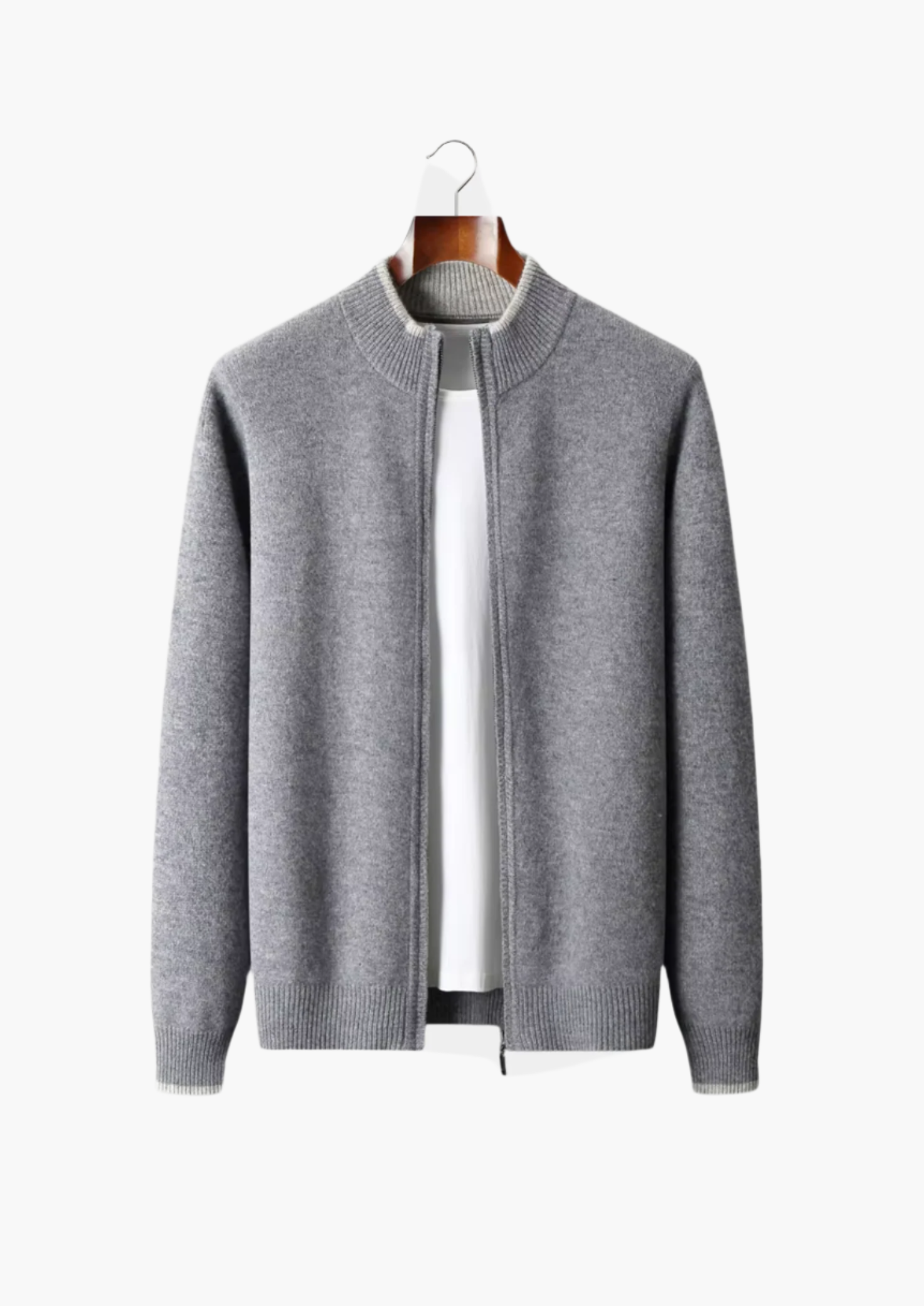 Cardigan Bicolore zippé en Laine Mérinos
