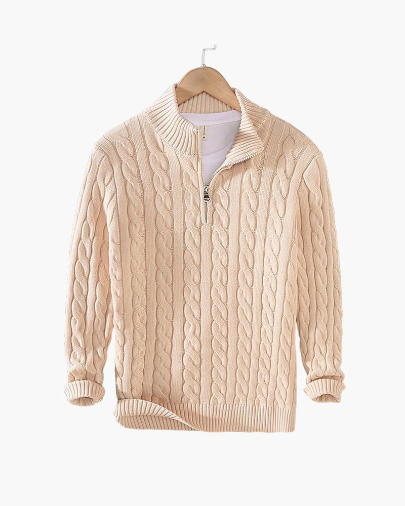Pull à Demi-Fermeture Éclair TAEBAEK en Maille Câblée