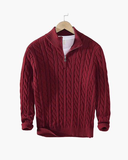 Pull à Demi-Fermeture Éclair TAEBAEK en Maille Câblée