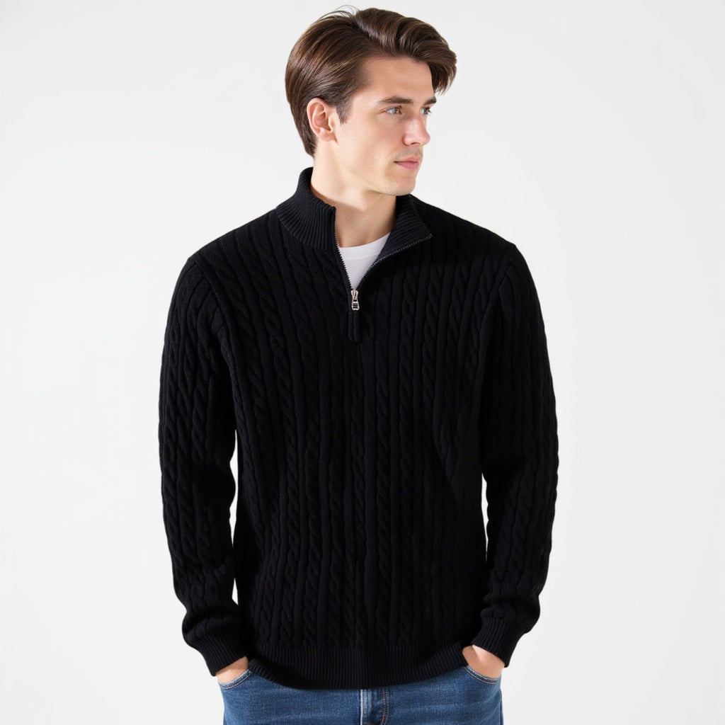 Pull à Demi-Fermeture Éclair TAEBAEK en Maille Câblée