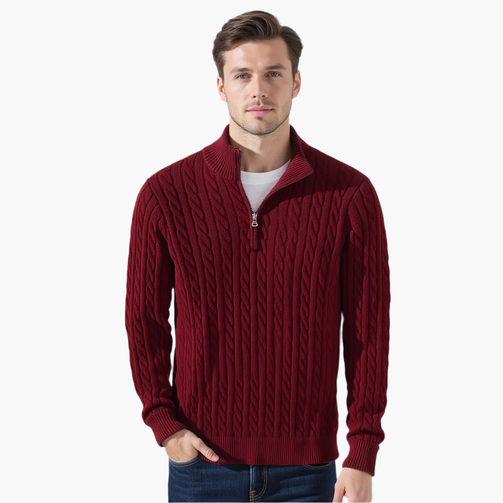 Pull à Demi-Fermeture Éclair TAEBAEK en Maille Câblée