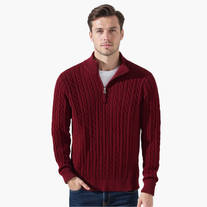 Pull à Demi-Fermeture Éclair TAEBAEK en Maille Câblée